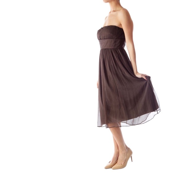 J.Crew Brown Strapless A Line Dress Size 14 - Picture 2 of 9